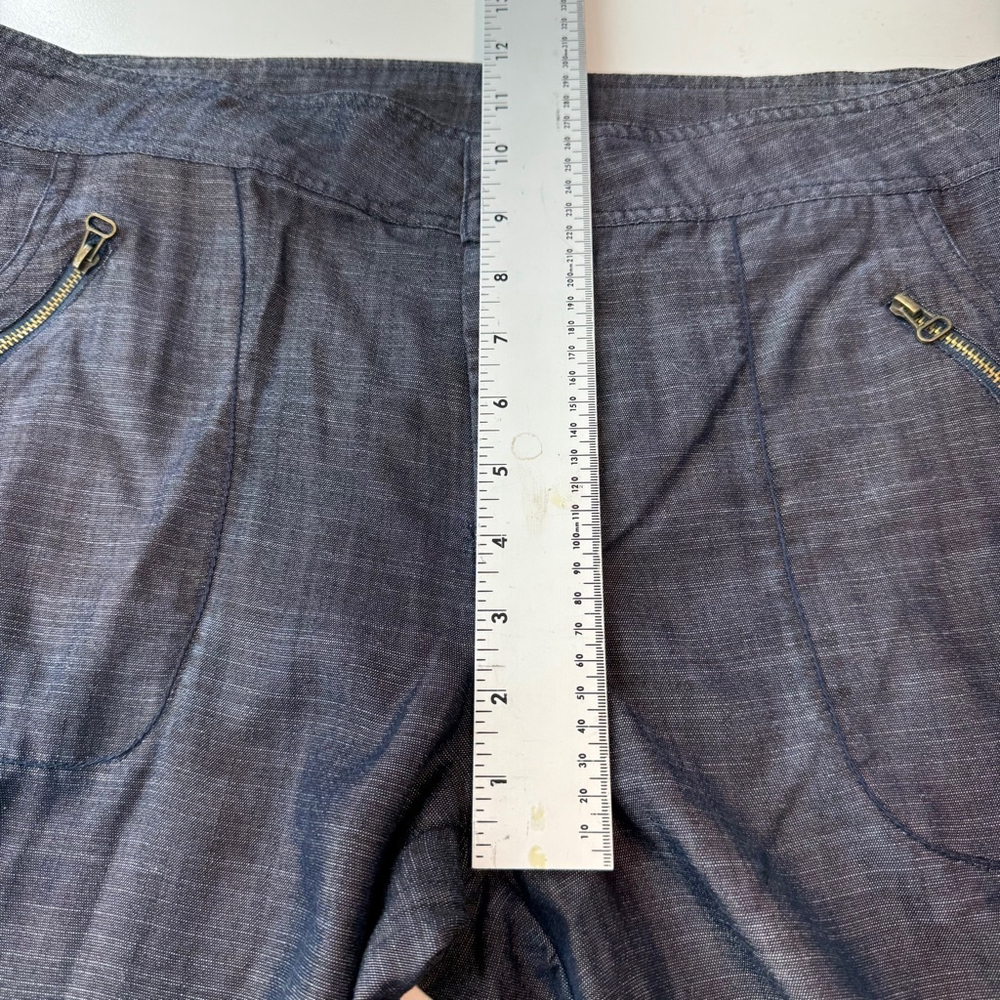 XCVI Wide Leg Pants Women XL Blue Chambray Lagenlook Boho Zip Pockets Casual NEW - Picture 10 of 11